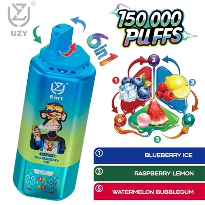 UZY 6-nan-1 150K sigarèt elektwonik jetab|150000 soufle, sis gou chanje, 64ml...