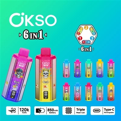 OKSO 120000 6in1: Yon analiz konplè sou sis-wo -nan-yon sèl E-sigarèt jetab.